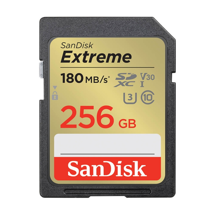 SanDisk SDXC Extreme 256GB 180MB/s UHS-I C10 V30 U3 i gruppen HJEMMEELEKTRONIK / Lagringsmedier / Hukommelseskort / SD/SDHC/SDXC hos TP E-commerce Nordic AB (C06652)