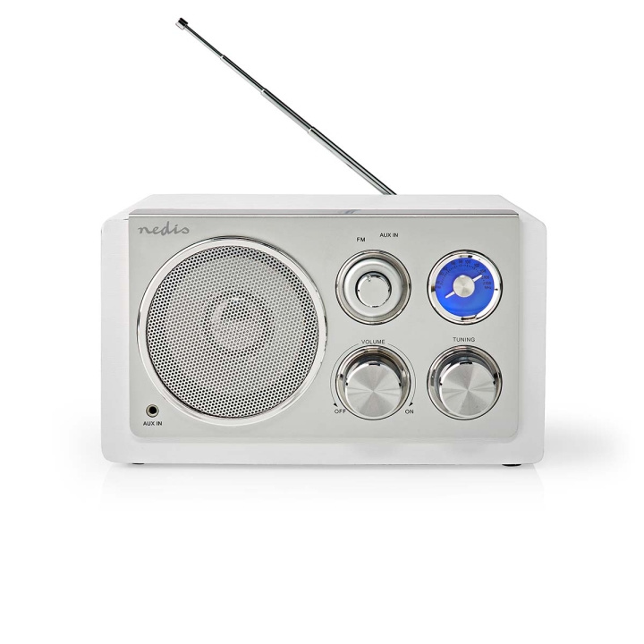 Nedis FM-radio | Borddesign | FM | Strømforsyning | Analog | 15 W | Hvid i gruppen HJEMMEELEKTRONIK / Lyd & billede / Hjemmebiograf, HiFi & Bærbar / Radio og vækkeure / Radio hos TP E-commerce Nordic AB (C06762)