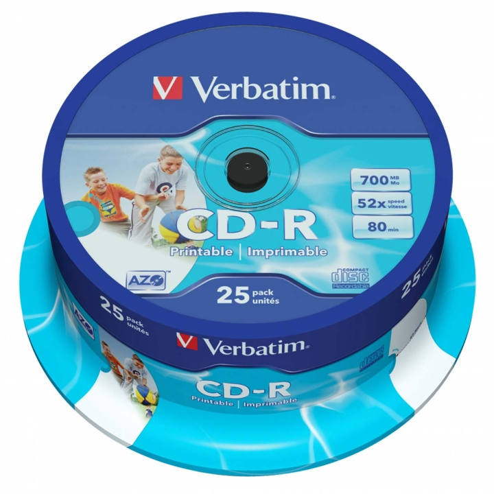 CD-R AZO Wide Inkjet Printable 700 MB 52x 25 Pack Spindel i gruppen HJEMMEELEKTRONIK / Lagringsmedier / CD / DVD / BD-diske / CD-R hos TP E-commerce Nordic AB (C06778)