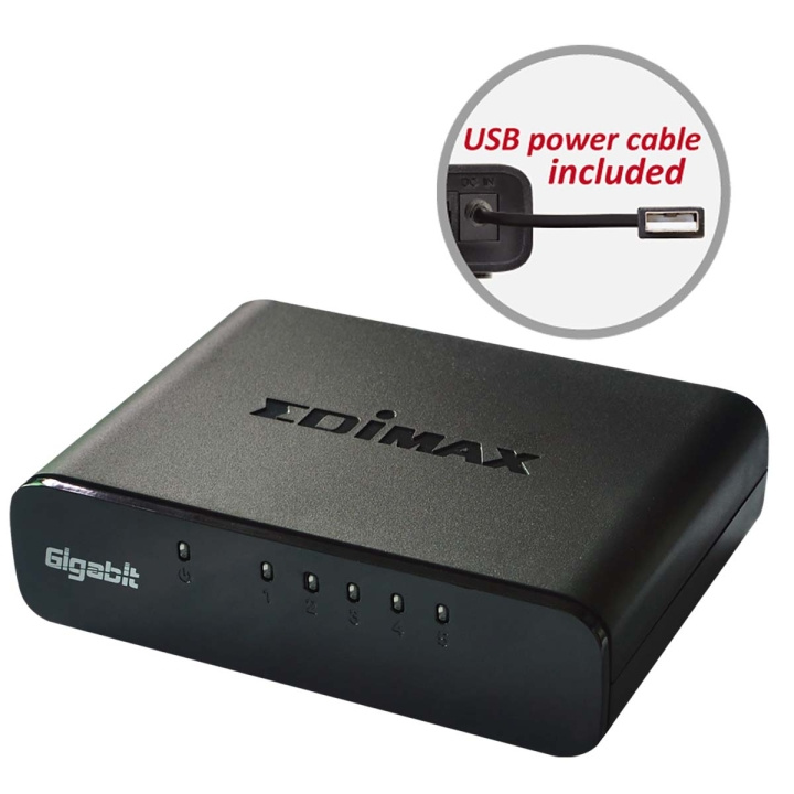 Edimax Netværk Switch Gigabit 5-Port i gruppen COMPUTERTILBEHØR / Netværk / Switches / 10/100/1000Mbps hos TP E-commerce Nordic AB (C06798)