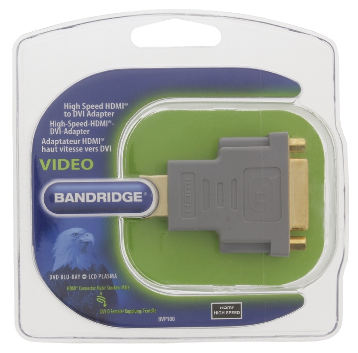 Bandridge High Speed Hdmi-Adapter HDMI-Stik - DVI-D 24 + 1-Pin Hun Grå i gruppen HJEMMEELEKTRONIK / Kabler og adaptere / HDMI / Adaptere hos TP E-commerce Nordic AB (C06850)