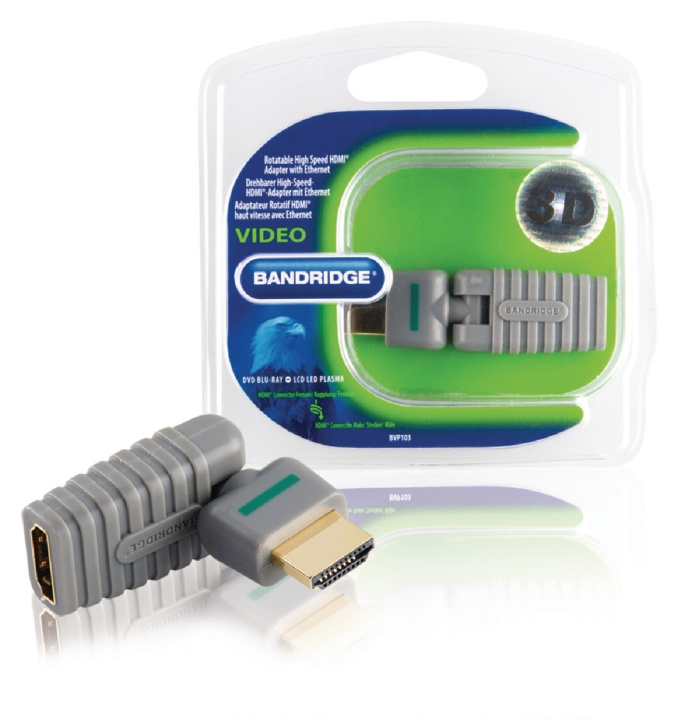 Bandridge High Speed Hdmi Med Ethernet Adapter Roterede HDMI-Stik - HDMI Hun Grå i gruppen HJEMMEELEKTRONIK / Kabler og adaptere / HDMI / Adaptere hos TP E-commerce Nordic AB (C06851)