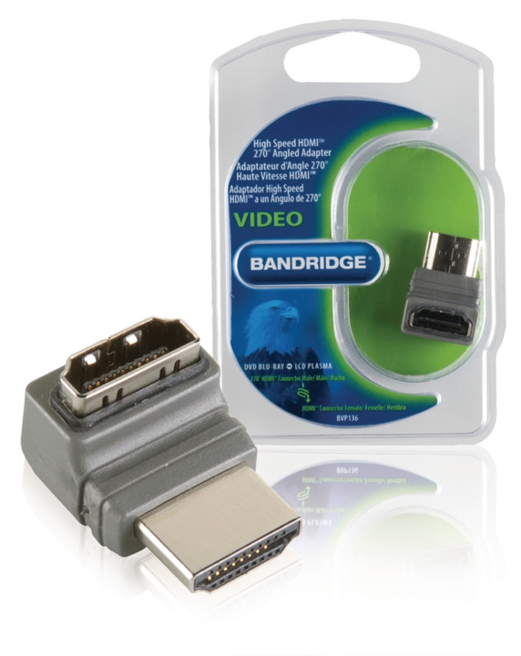 Bandridge High Speed Hdmi Med Ethernet Adapter Vinkel 270° HDMI-Stik - HDMI Hun Grå i gruppen HJEMMEELEKTRONIK / Kabler og adaptere / HDMI / Adaptere hos TP E-commerce Nordic AB (C06853)