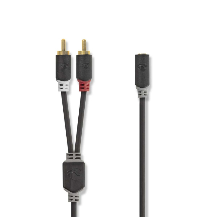 Nedis Stereo Audio kabel | 2x RCA Hanstik | 3.5 mm Hunstik | Guldplateret | 0.20 m | Runde | Antracit | Box i gruppen HJEMMEELEKTRONIK / Lyd & billede / Højttalere & tilbehør / Tilbehør hos TP E-commerce Nordic AB (C07031)