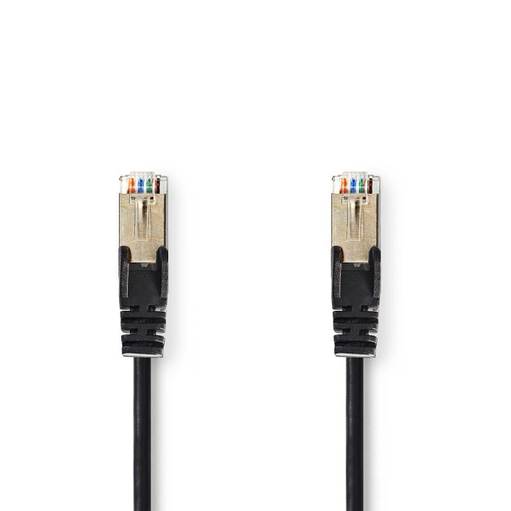 Cat 5e kabel | SF/UTP | RJ45 Han | RJ45 Han | 10.0 m | Runde | PVC | Sort | Plastikpose i gruppen COMPUTERTILBEHØR / Kabler og adaptere / Netværkskabler / Cat5e hos TP E-commerce Nordic AB (C07084)