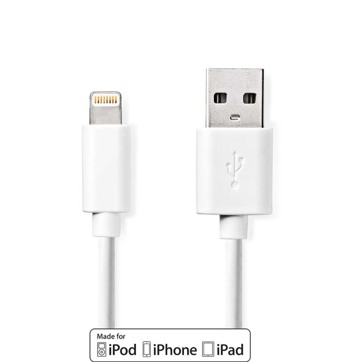 Nedis Lightning Kabel | USB 2.0 | Apple Lightning 8-pin | USB-A Han | 480 Mbps | Nikkelplateret | 2.00 m | Runde | PVC | Hvid | Box i gruppen SMARTPHONES & TABLETS / Opladere og kabler / Kabler / Kabler Lightning hos TP E-commerce Nordic AB (C07443)