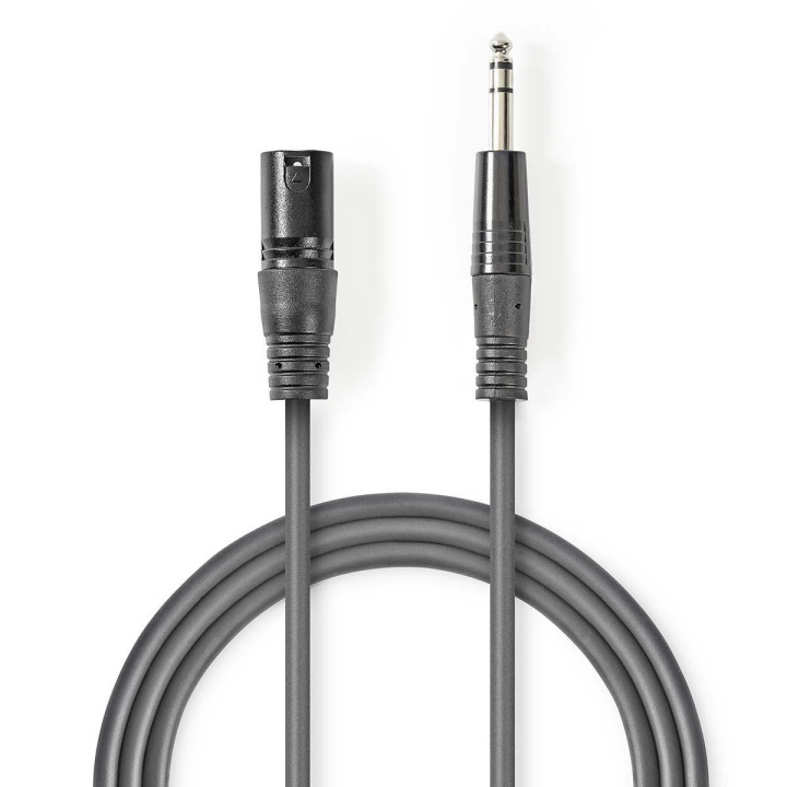 Nedis Balanceret Audio kabel | XLR 3-Pin Han | 6.35 mm Hanstik | Nikkelplateret | 1.50 m | Runde | PVC | Mørkegrå | Kartonhylster i gruppen HJEMMEELEKTRONIK / Kabler og adaptere / Audio Analog / Adaptere hos TP E-commerce Nordic AB (C07557)