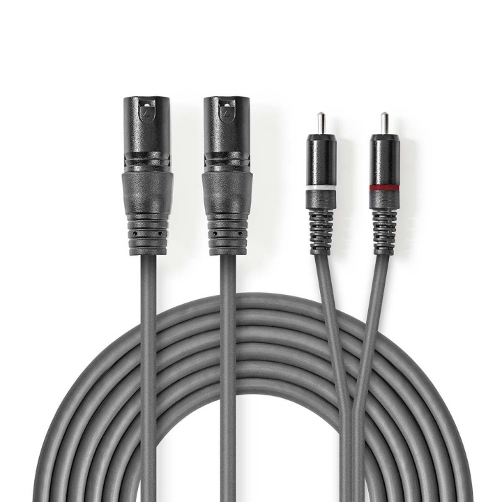 Nedis Balanceret Audio kabel | 2x XLR 3-Pin Hanstik | 2x RCA Hanstik | Nikkelplateret | 1.50 m | Runde | PVC | Mørkegrå | Kartonhylster i gruppen HJEMMEELEKTRONIK / Kabler og adaptere / Audio Analog / Adaptere hos TP E-commerce Nordic AB (C07562)