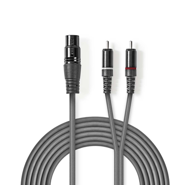 Nedis Balanceret Audio kabel | XLR 3-Pin Hun | 2x RCA Hanstik | Nikkelplateret | 1.50 m | Runde | PVC | Mørkegrå | Kartonhylster i gruppen HJEMMEELEKTRONIK / Kabler og adaptere / Audio Analog / Adaptere hos TP E-commerce Nordic AB (C07564)