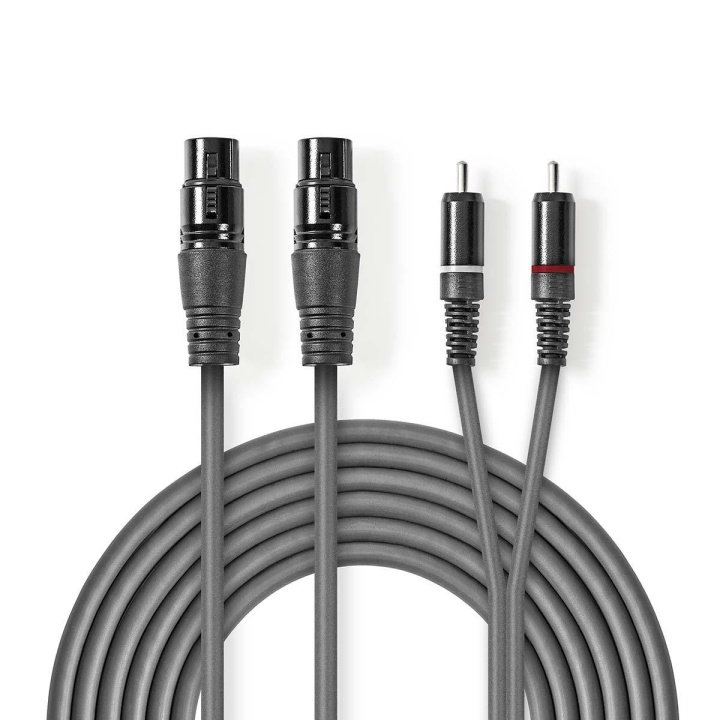 Nedis Balanceret Audio kabel | 2x XLR 3-Pin Hunstik | 2x RCA Hanstik | Nikkelplateret | 1.50 m | Runde | PVC | Mørkegrå | Kartonhylster i gruppen HJEMMEELEKTRONIK / Kabler og adaptere / Audio Analog / Adaptere hos TP E-commerce Nordic AB (C07568)