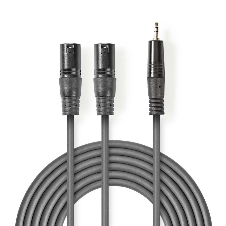Nedis Balanceret Audio kabel | 2x XLR 3-Pin Hanstik | 3.5 mm Hanstik | Nikkelplateret | 1.50 m | Runde | PVC | Mørkegrå | Kartonhylster i gruppen HJEMMEELEKTRONIK / Kabler og adaptere / Audio Analog / Adaptere hos TP E-commerce Nordic AB (C07570)