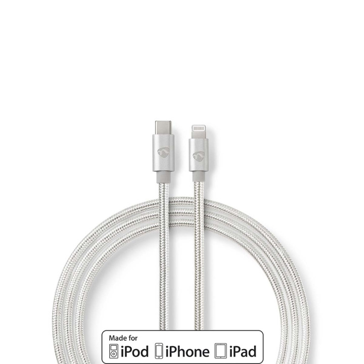 Nedis Lightning Kabel | USB 2.0 | Apple Lightning 8-pin | USB-C™ Han | 480 Mbps | Guldplateret | 1.00 m | Runde | Flettet / Nylon | Aluminium / Sølv | Cover Window Box i gruppen SMARTPHONES & TABLETS / Opladere og kabler / Kabler / Kabler Lightning hos TP E-commerce Nordic AB (C07706)