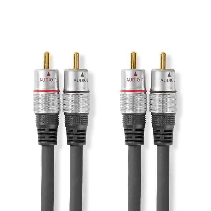 Nedis Stereo Audio kabel | 2x RCA Hanstik | 2x RCA Hanstik | Guldplateret | 1.50 m | Runde | Antracit | Box i gruppen HJEMMEELEKTRONIK / Lyd & billede / Højttalere & tilbehør / Tilbehør hos TP E-commerce Nordic AB (C07730)