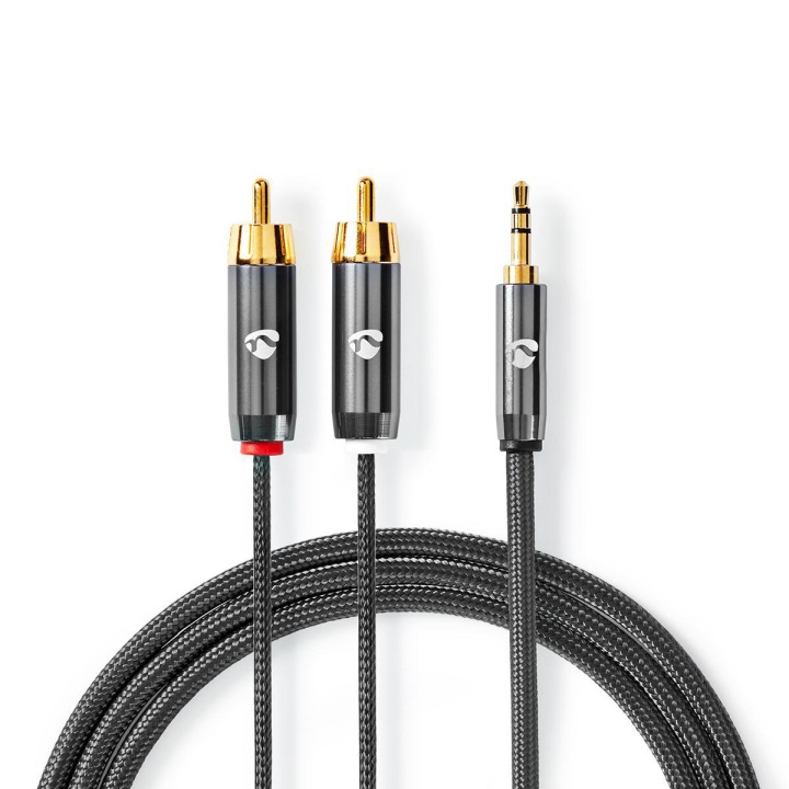 Nedis Stereo Audio kabel | 3.5 mm Hanstik | 2x RCA Hanstik | Guldplateret | 1.00 m | Runde | Grå / Gun Metal Grå | Cover Window Box i gruppen HJEMMEELEKTRONIK / Lyd & billede / Højttalere & tilbehør / Tilbehør hos TP E-commerce Nordic AB (C07790)