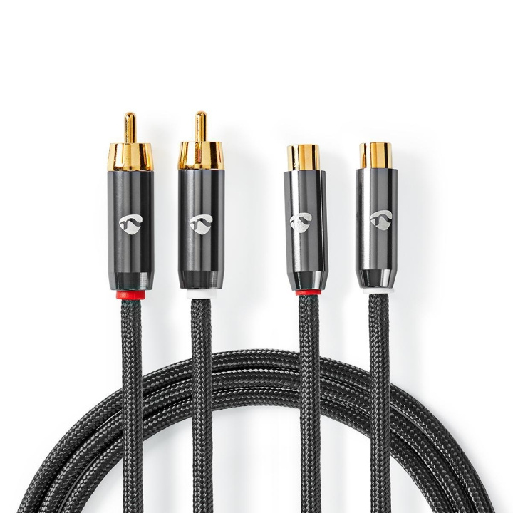 Nedis Stereo Audio kabel | 2x RCA Hanstik | 2x RCA Hun | Guldplateret | 2.00 m | Runde | Grå / Gun Metal Grå | Cover Window Box i gruppen HJEMMEELEKTRONIK / Lyd & billede / Højttalere & tilbehør / Tilbehør hos TP E-commerce Nordic AB (C07801)