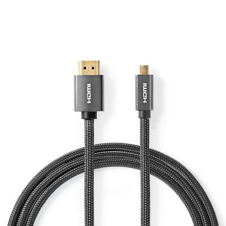 Nedis High Speed ​​HDMI ™ kabel med Ethernet | HDMI™ Stik | HDMI™ Micro-stik | 4K@60Hz | 18 Gbps | 2.00 m | Runde | Bomuld | Antracit / Gun Metal Grå | Cover Window Box i gruppen HJEMMEELEKTRONIK / Kabler og adaptere / HDMI / Kabler hos TP E-commerce Nordic AB (C07811)