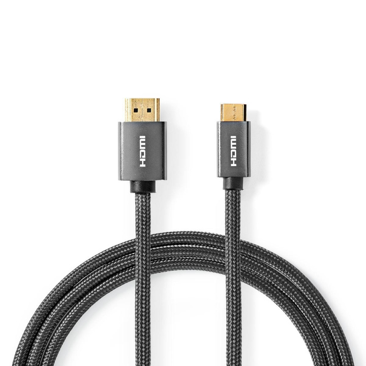 Nedis High Speed ​​HDMI ™ kabel med Ethernet | HDMI™ Stik | HDMI™ Mini-stik | 4K@60Hz | 18 Gbps | 2.00 m | Runde | Bomuld | Antracit / Gun Metal Grå | Cover Window Box i gruppen HJEMMEELEKTRONIK / Kabler og adaptere / HDMI / Kabler hos TP E-commerce Nordic AB (C07815)