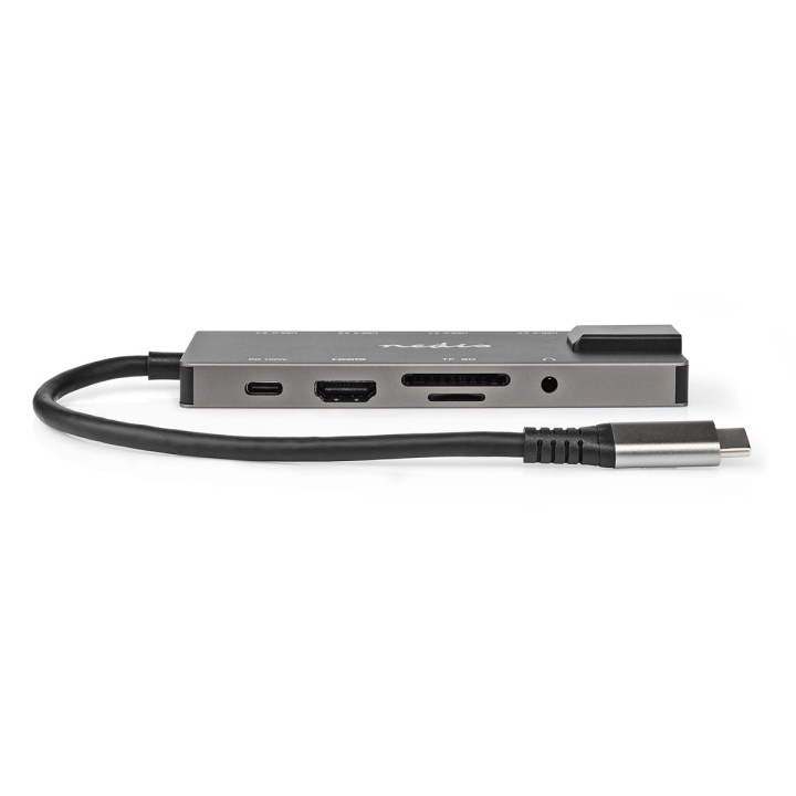 Nedis USB Multi-Port Adapter | USB 3.2 Gen 1 | USB-C™ Han | HDMI ™ -udgang / RJ45 Hun / SD / 2x USB-C™ / 3.5 mm Hunstik / 3x USB-A Hun | 5 Gbps | 0.20 m | Runde | Guldplateret | PVC | Antracit | Box i gruppen COMPUTERTILBEHØR / Bærbare computere og tilbehør / Docking stationer hos TP E-commerce Nordic AB (C08082)