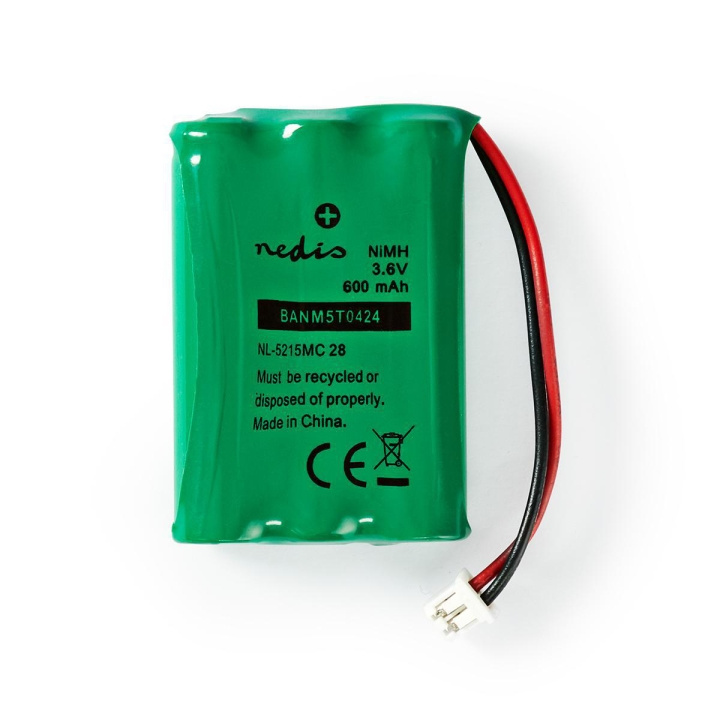 Nedis Genopladelige Ni-MH-batteripakke | 3.6 V DC | Opladningsbar | 600 mAh | Forudladet | 1-Polybag | N/A | 2-Fase Connector | Grøn i gruppen HJEMMEELEKTRONIK / Batterier og opladere / Genopladelige batterier / Andet hos TP E-commerce Nordic AB (C08255)