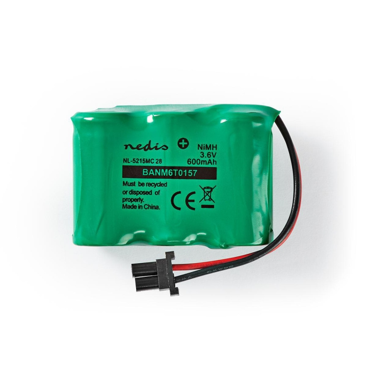 Nedis Genopladelige Ni-MH-batteripakke | 3.6 V DC | Opladningsbar | 600 mAh | Forudladet | 1-Polybag | N/A | 2-Fase Connector | Grøn i gruppen HJEMMEELEKTRONIK / Batterier og opladere / Genopladelige batterier / Andet hos TP E-commerce Nordic AB (C08256)