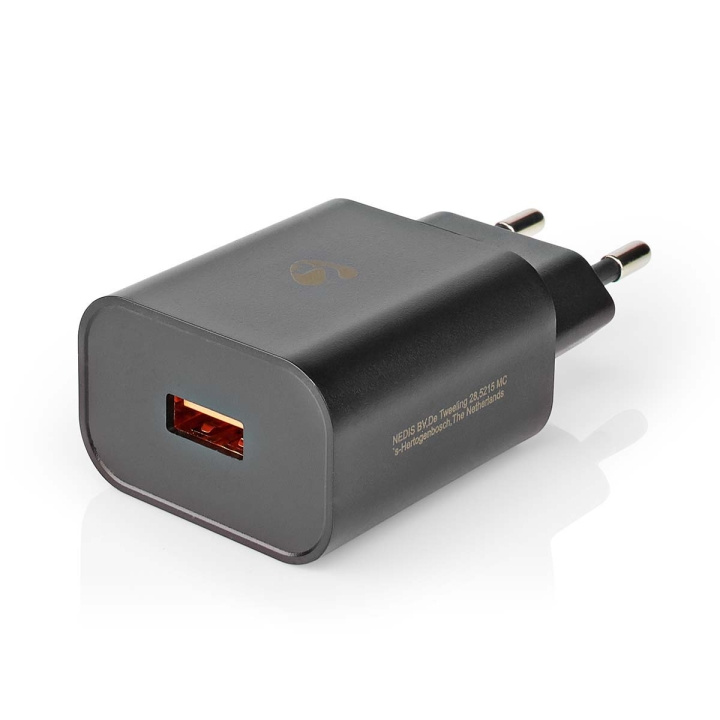 Nedis Vægoplader | 18 W | Hurtigopladningsfunktion | 1.5 / 2.0 / 3.0 A | Antal output: 1 | USB-A | Uden Kabel | Automatisk Valgt Spænding | Sort i gruppen SMARTPHONES & TABLETS / Opladere og kabler / Vægoplader / Vægoplader USB hos TP E-commerce Nordic AB (C08266)