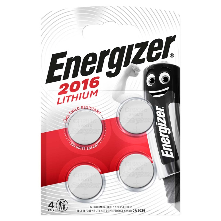 Energizer Lithium knapcellebatteri CR2016 | 3.2 V DC | 90 mAh | 4-Blister | Sølv i gruppen HJEMMEELEKTRONIK / Batterier og opladere / Batterier / Knapcelle hos TP E-commerce Nordic AB (C08286)