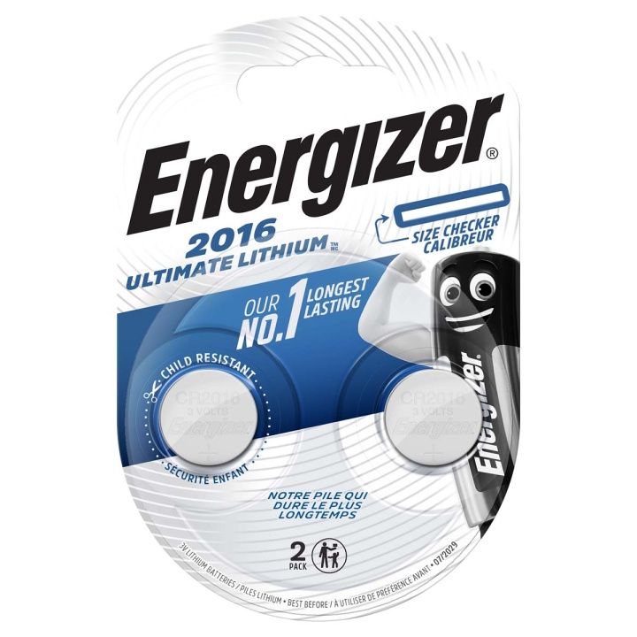 Energizer Lithium knapcellebatteri CR2016 | 2.6 V DC | 163 mAh | 2-Blister | Sølv i gruppen HJEMMEELEKTRONIK / Batterier og opladere / Batterier / Knapcelle hos TP E-commerce Nordic AB (C08287)