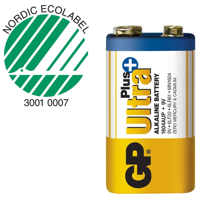 GP Ultra Plus Alkaline 9V 1-pack i gruppen HJEMMEELEKTRONIK / Batterier og opladere / Batterier / 9V hos TP E-commerce Nordic AB (C08556)