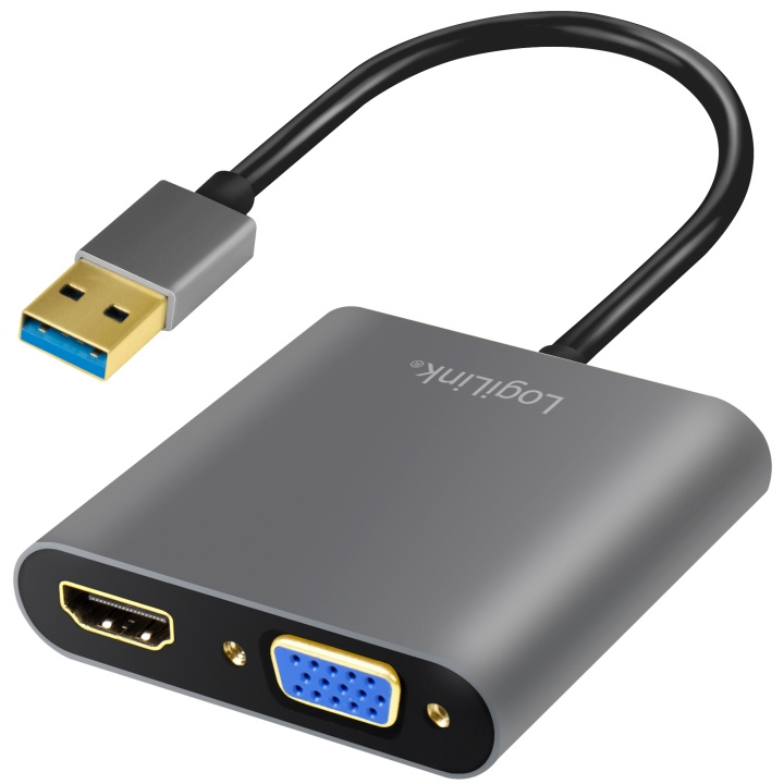 LogiLink USB-A 3.0 -> HDMI-Hona + VGA-H i gruppen HJEMMEELEKTRONIK / Kabler og adaptere / HDMI / Adaptere hos TP E-commerce Nordic AB (C08660)
