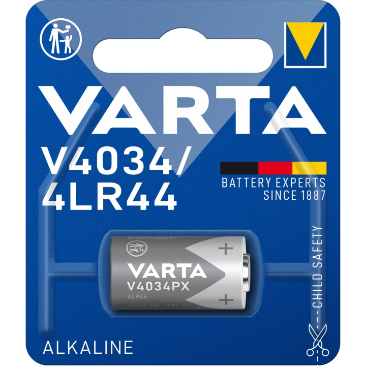 Varta 4LR44 (4034) batteri, 1 stk. blister alkaline mangan batteri, 6 V i gruppen HJEMMEELEKTRONIK / Batterier og opladere / Batterier / Andet hos TP E-commerce Nordic AB (C08705)