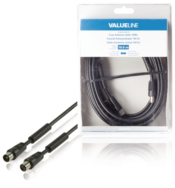 Valueline Coax Kabel 100 Db Coax Han - Coax Hun 10.0 m Sort i gruppen HJEMMEELEKTRONIK / Kabler og adaptere / Antennekabler og tilbehør / Antenne kabler hos TP E-commerce Nordic AB (C11542)
