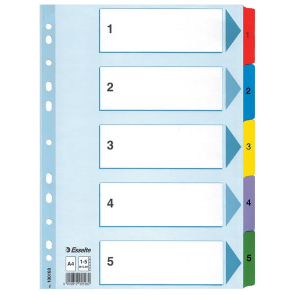 ESSELTE Register Mylar A4/1-5 i gruppen HJEM, HUS & HAVE / Kontorartikler / Andet hos TP E-commerce Nordic AB (C11986)