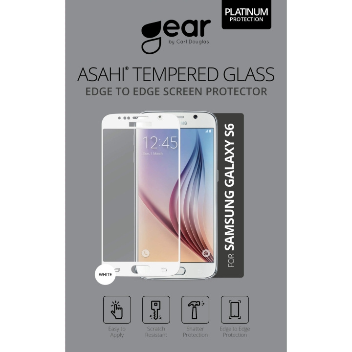 Gear Hærdet Glas 3D Full Cover Hvid Samsung S6 i gruppen SMARTPHONES & TABLETS / Mobil Beskyttelse / Samsung hos TP E-commerce Nordic AB (C12363)