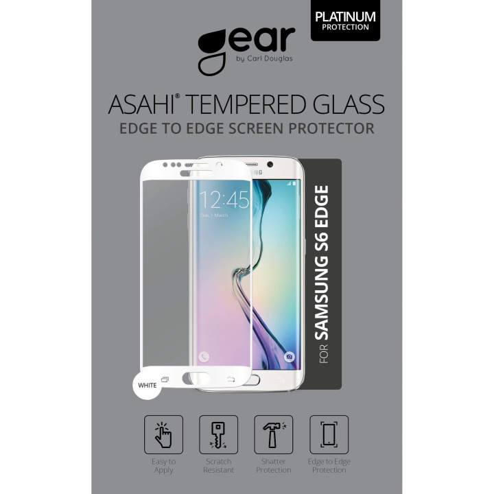 GEAR Hærdet Glas 3D Full Cover Hvid Samsung S6 Edge i gruppen SMARTPHONES & TABLETS / Mobil Beskyttelse / Samsung hos TP E-commerce Nordic AB (C12365)
