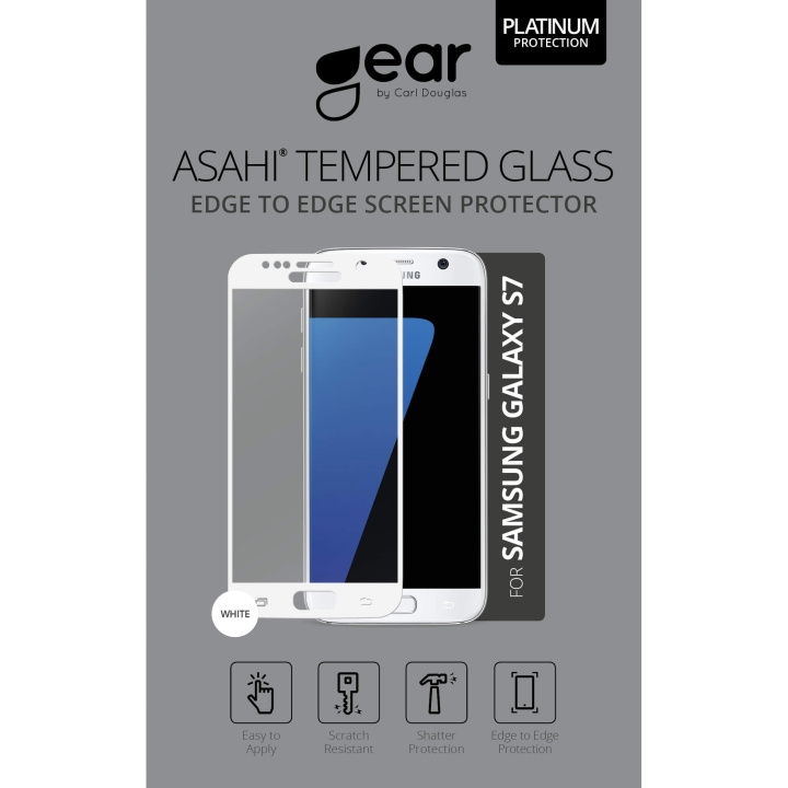 GEAR Hærdet Glas 3D Full Cover Hvid Samsung S7 i gruppen SMARTPHONES & TABLETS / Mobil Beskyttelse / Samsung hos TP E-commerce Nordic AB (C12366)