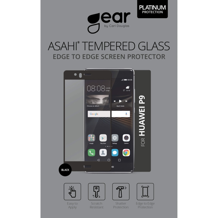 GEAR Hærdet Glas 3D Full Cover Sort Huawei P9 i gruppen SMARTPHONES & TABLETS / Mobil Beskyttelse / Huawei hos TP E-commerce Nordic AB (C12368)
