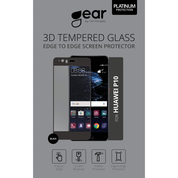 GEAR Hærdet Glas 3D Full Cover Sort Huawei P10 i gruppen SMARTPHONES & TABLETS / Mobil Beskyttelse / Huawei hos TP E-commerce Nordic AB (C12385)