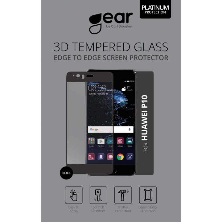 Gear Hærdet Glas 3D Full Cover Sort Huawei P10 i gruppen SMARTPHONES & TABLETS / Mobil Beskyttelse / Huawei/Honori hos TP E-commerce Nordic AB (C12385)