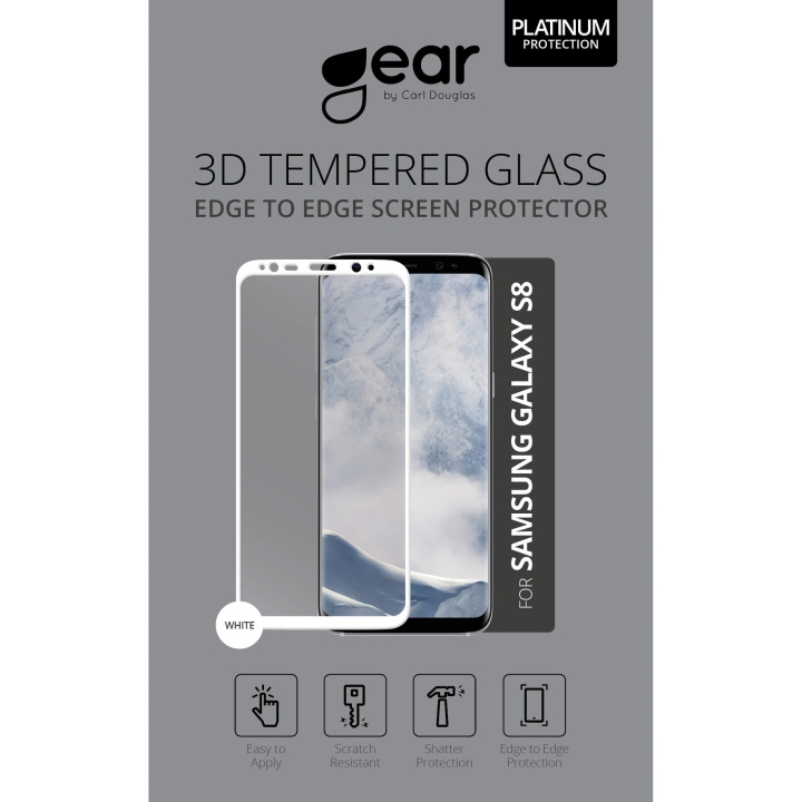 GEAR Hærdet Glas 3D Full Cover Hvid Samsung S8 i gruppen SMARTPHONES & TABLETS / Mobil Beskyttelse / Samsung hos TP E-commerce Nordic AB (C12386)