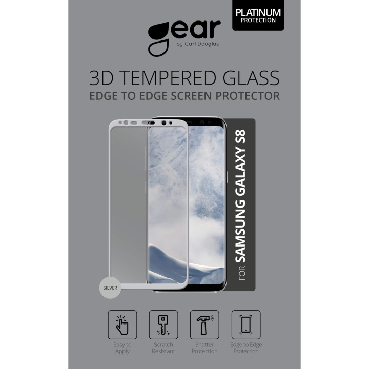 GEAR Hærdet Glas 3D Full Cover Sølv Samsung S8 i gruppen SMARTPHONES & TABLETS / Mobil Beskyttelse / Samsung hos TP E-commerce Nordic AB (C12387)