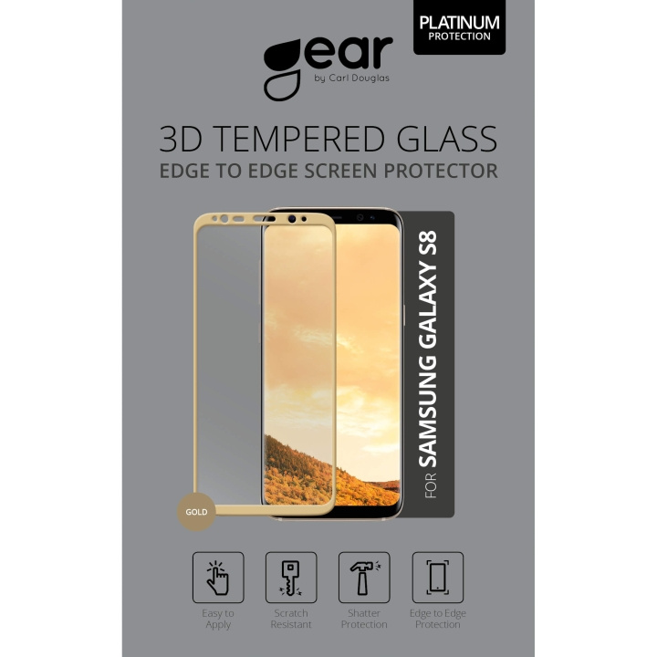GEAR Hærdet Glas 3D Full Cover Guld Samsung S8 i gruppen SMARTPHONES & TABLETS / Mobil Beskyttelse / Samsung hos TP E-commerce Nordic AB (C12388)