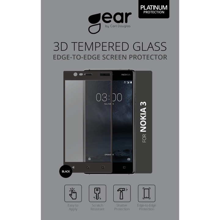GEAR Hærdet Glas 2.5D Nokia 3 i gruppen SMARTPHONES & TABLETS / Mobil Beskyttelse / Nokia/Microsoft hos TP E-commerce Nordic AB (C12391)