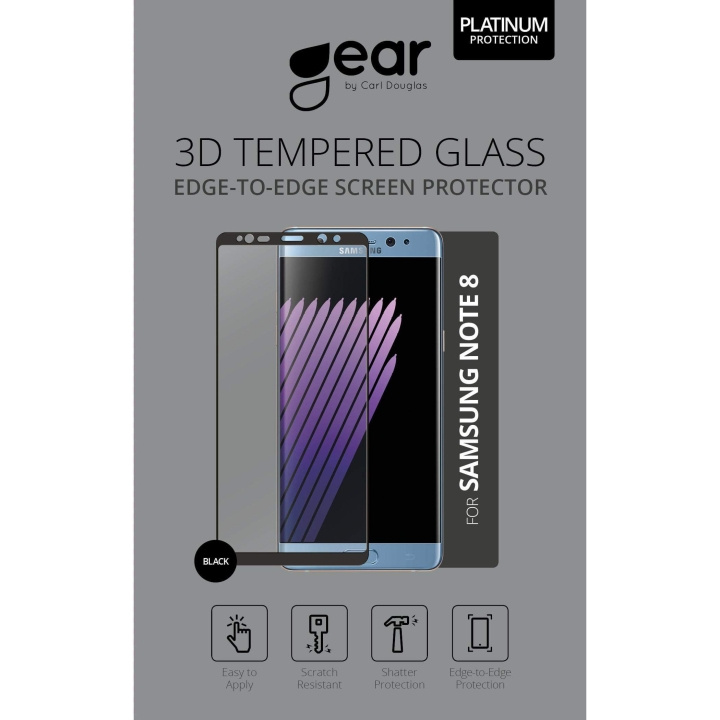 GEAR Hærdet Glas 3D Full Cover Sort Samsung Note 8 i gruppen SMARTPHONES & TABLETS / Mobil Beskyttelse / Samsung hos TP E-commerce Nordic AB (C12398)