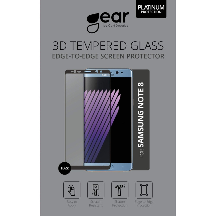 Gear Hærdet Glas 3D Full Cover Sort Samsung Note 8 i gruppen SMARTPHONES & TABLETS / Mobil Beskyttelse / Samsung hos TP E-commerce Nordic AB (C12398)