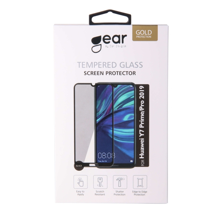 Gear Hærdet Glas 3D Full Cover Sort Huawei Y7 Prime/Pro 2019 i gruppen SMARTPHONES & TABLETS / Mobil Beskyttelse / Huawei/Honori hos TP E-commerce Nordic AB (C12412)