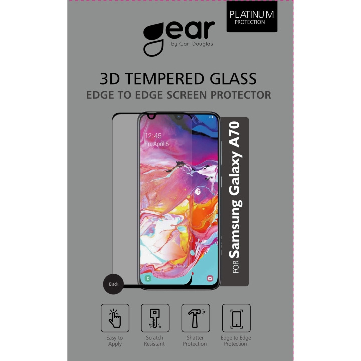 GEAR Hærdet Glas 3D Full Cover Sort Samsung A70 i gruppen SMARTPHONES & TABLETS / Mobil Beskyttelse / Samsung hos TP E-commerce Nordic AB (C12420)
