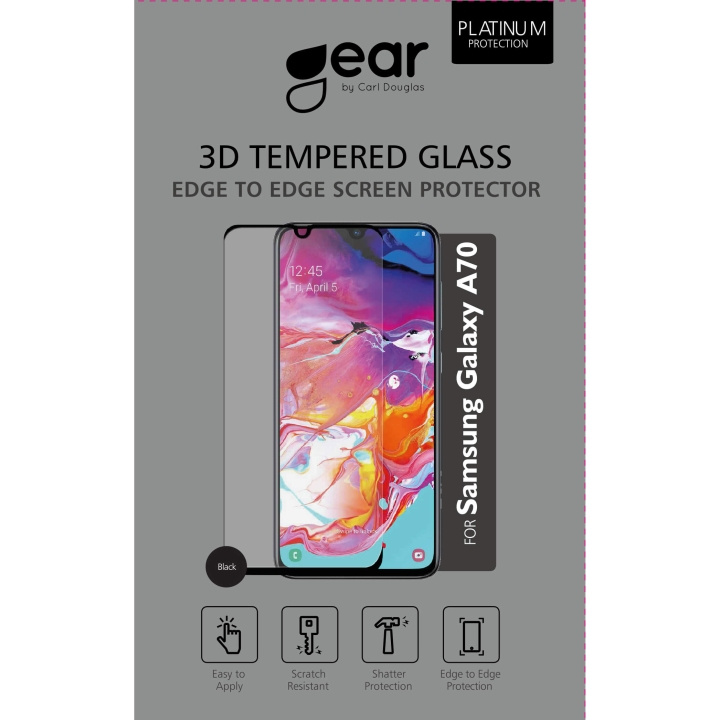 Gear Hærdet Glas 3D Full Cover Sort Samsung A70 i gruppen SMARTPHONES & TABLETS / Mobil Beskyttelse / Samsung hos TP E-commerce Nordic AB (C12420)