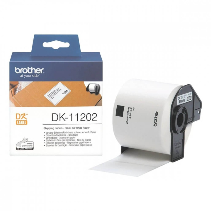 Brother Labels DK11202 62x100mm Sort på Hvid i gruppen COMPUTERTILBEHØR / Printere og tilbehør / Printere / Zebra & Label Printere hos TP E-commerce Nordic AB (C12636)