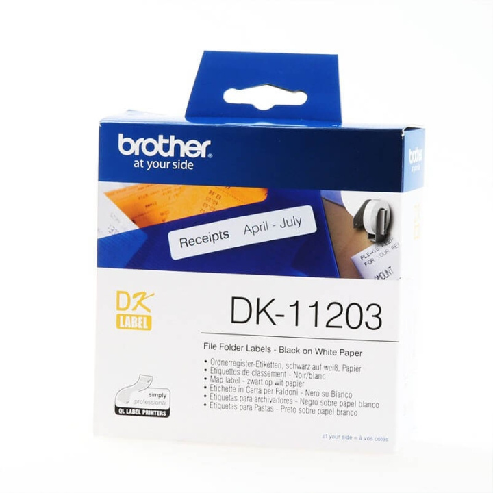 Labels DK11203 17x87mm Sort på Hvid i gruppen COMPUTERTILBEHØR / Printere og tilbehør / Blæk og toner / Blækpatroner / Brother hos TP E-commerce Nordic AB (C12637)