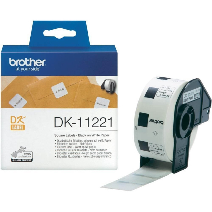 Brother Labels DK11221 23x23mm Sort på Hvid i gruppen COMPUTERTILBEHØR / Printere og tilbehør / Printere / Zebra & Label Printere hos TP E-commerce Nordic AB (C12642)